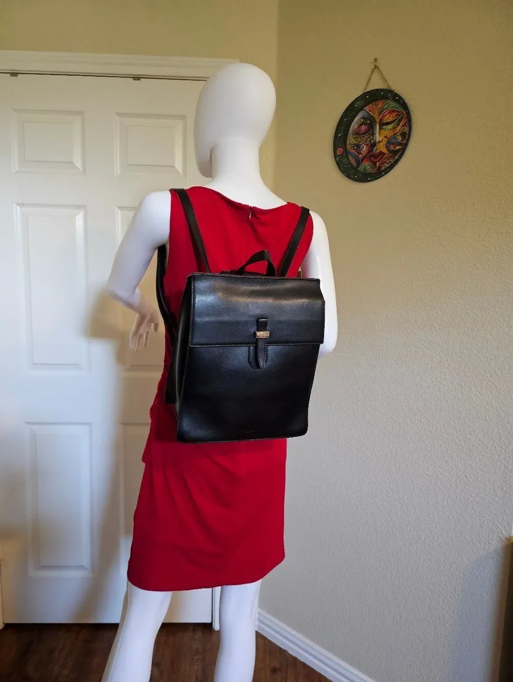 SAIME Black Leather Backpack